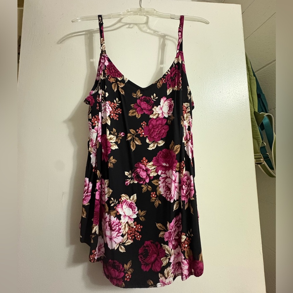 Torrid Black and Pink Floral Camisole